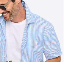 Pegasus Short Sleeve Seersucker Stripe Shirt - MF646